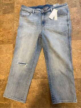 Chico's Platinum Light Blue Cropped Distressed Jeans